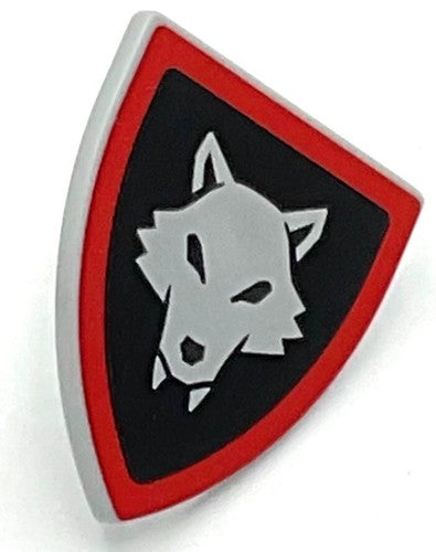 Lego New Light Bluish Gray Wolf Shield Black Red Part