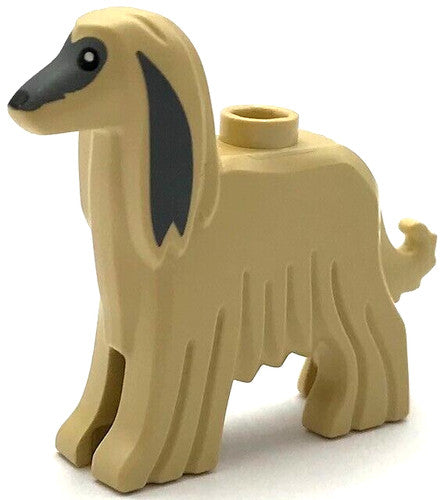 Lego New Tan Dog Afghan Hound Dark Bluish Gray Face Ears Pet Animal