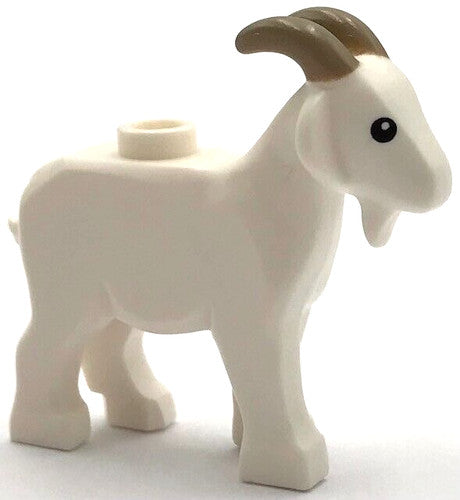 Lego New White Goat Black Eyes Dark Tan Horns Farm Animal Figure Piece