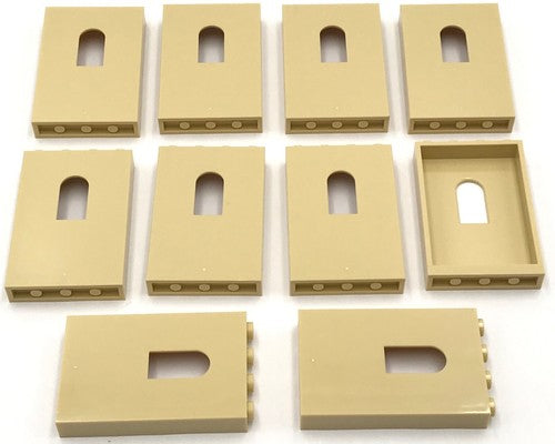 Lego 10 New Tan Panel 1 x 4 x 5 Wall with Window Castle Pieces