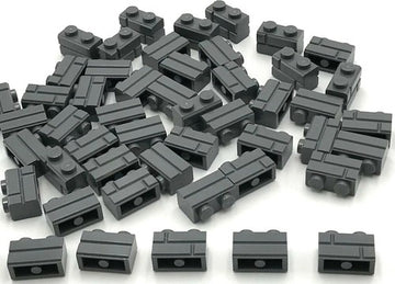 Lego 50 New Dark Bluish Gray Bricks Modified 1 x 2 with Masonry Profile Pieces