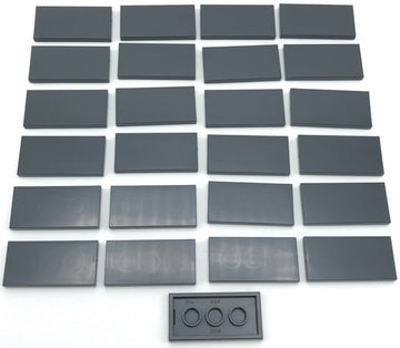 Lego 25 New Dark Bluish Gray Tiles 2 x 4 Flat Smooth Pieces