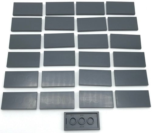Lego 25 New Dark Bluish Gray Tiles 2 x 4 Flat Smooth Pieces