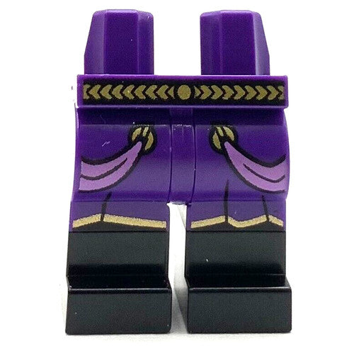 Lego New Minifigure Dark Purple Legs Boots and Printed Gold Belt Piece